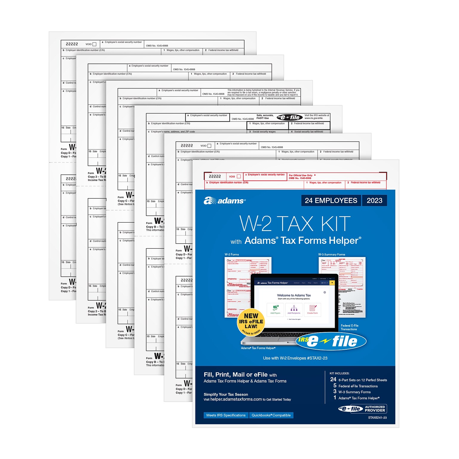 Adams 2023 W2 2 Tax Forms Kit with Adams Tax Forms Helper and 5 Free