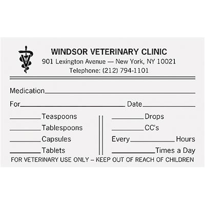 Imprinted Veterinary Dispensing Labels w/Logo; Printed Directions, White, 2-3/4Hx1-3/4W, 1000 Labels