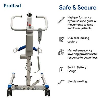 ProHeal Portable Electric All-in-One Patient Lift, 4-Point Spreader Bar, 350 lb. Capacity (PH-33400P-FBM)