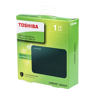 Toshiba Canvio Basics HDTB410XK3AA 1TB Portable USB 3.0 External Hard Drive,  Black | Quill.com