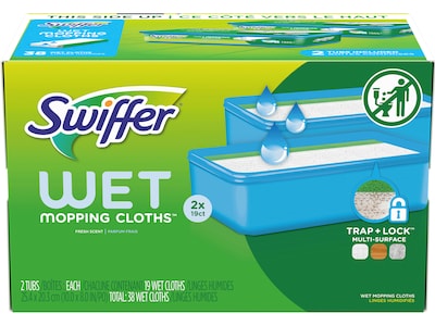 Swiffer Sweeper TRAP + LOCK Wet Mop Cloth, Open Window Fresh, 38/Pack  (00742) | Quill.com