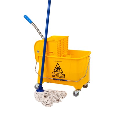 Mind Reader Mobile Mop Bucket & Wringer, 22 Quart, Yellow (MOPT20-YLW)