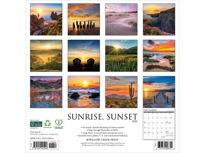 2025 Willow Creek Sunrise, Sunset 12 x 12 Monthly Wall Calendar (45046)