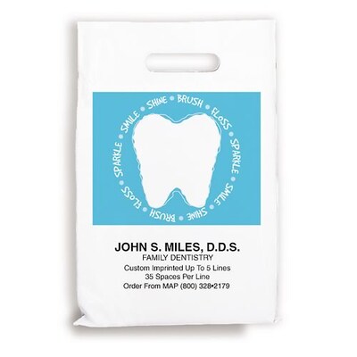Medical Arts Press® Dental Personalized 1-Color Supply Bags; 9 x 13, Words around tooth, 100 Bags,