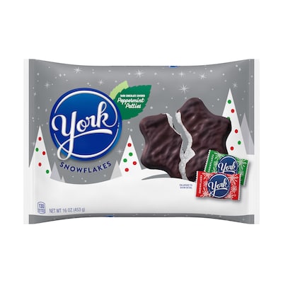 YORK Dark Chocolate Peppermint Patties Snowflakes Candy, 16 oz. Bag (HEC02954)