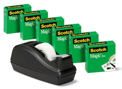 Scotch Magic Invisible Tape with Dispenser, 3/4 x 27.77 yds., 1 Core, 6 Rolls/Pack (810C40BK)