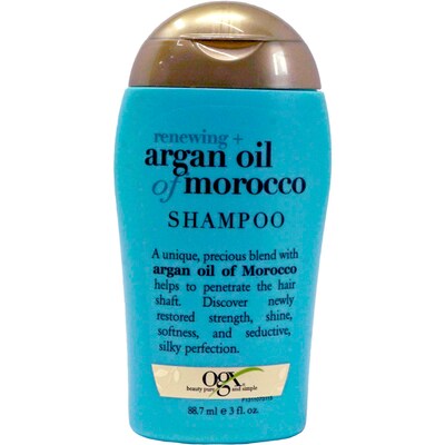 OGX Argan Oil Of Morocco Shampoo, 3 oz Bottle, 6 Bottles/Bag, 20 Bags/Carton