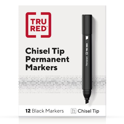 TRU RED™ Tank Permanent Markers, Chisel Tip, Black, 12/Pack (TR54532)