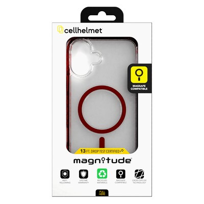 cellhelmet Magnitude Series MagSafe Phone Case for iPhone 16 Plus, Shock Absorbing, Lava Red (CM-105-LR)