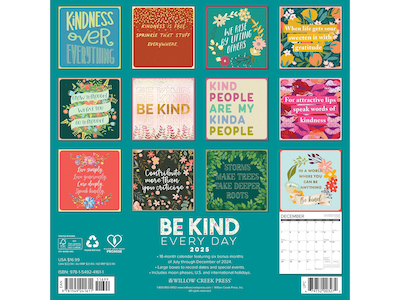 2025 Blue Sky Be Kind Every Day 12 x 12 Monthly Wall Calendar (41611)