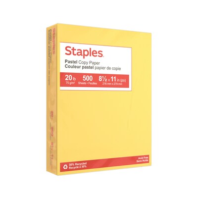 Pastel Colored Copy Paper, 20 lbs., 8.5 x 11, Canary, 500/Ream (14787)