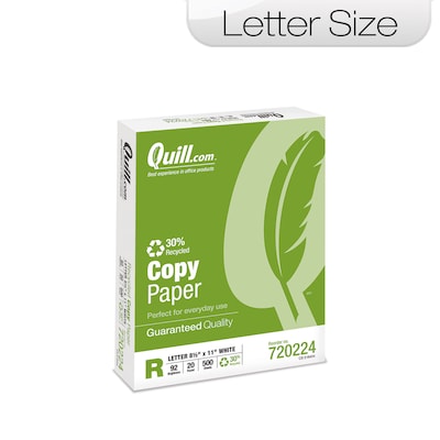 30% Recycled Copy Paper, 92 Bright, 20 lb Bond Weight, 8.5 x 11