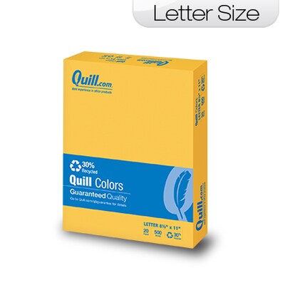 Quill Brand® 30% Recycled Multipurpose Paper, 20 lbs., 8.5 x 14, Canary  Yellow, 500 sheets/Ream (720577)