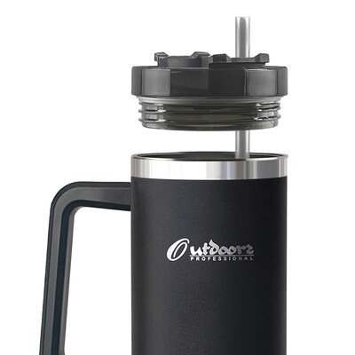 Outdoors Professional Stainless Steel Double-Walled Vacuum Insulated Tumbler with Straw, 40 oz., Black (OUTD9041)