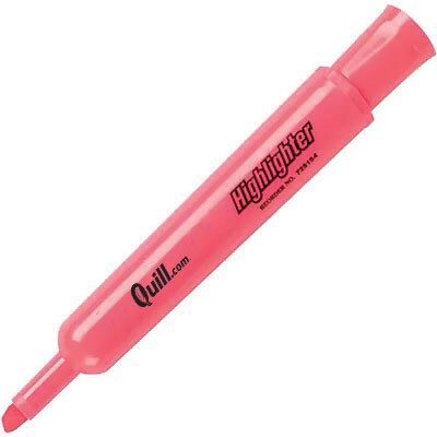 Quill Brand® Tank Style Highlighters, Chisel Tip, Fluorescent Pink, Dozen (12271-QCC)