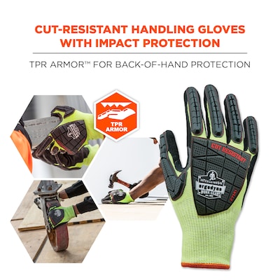 Ergodyne ProFlex 7141 Hi-Vis Nitrile Coated Cut-Resistant Gloves, ANSI A4, Lime, Small, 12 Pair (178