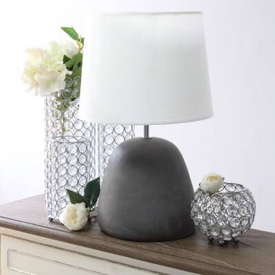 Simple Designs Round Concrete Table Lamp, White (LT2058-WHT)