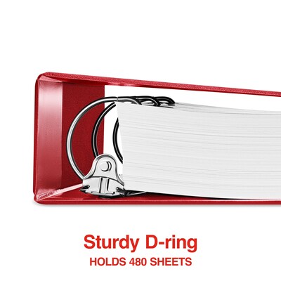 Staples® Standard 2" 3 Ring Non View Binder with D-Rings, Red (26305-CC)