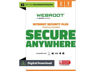 Webroot Internet Security Plus for 3 Users, Windows/Mac/Android/iOS, Download (1000063037)