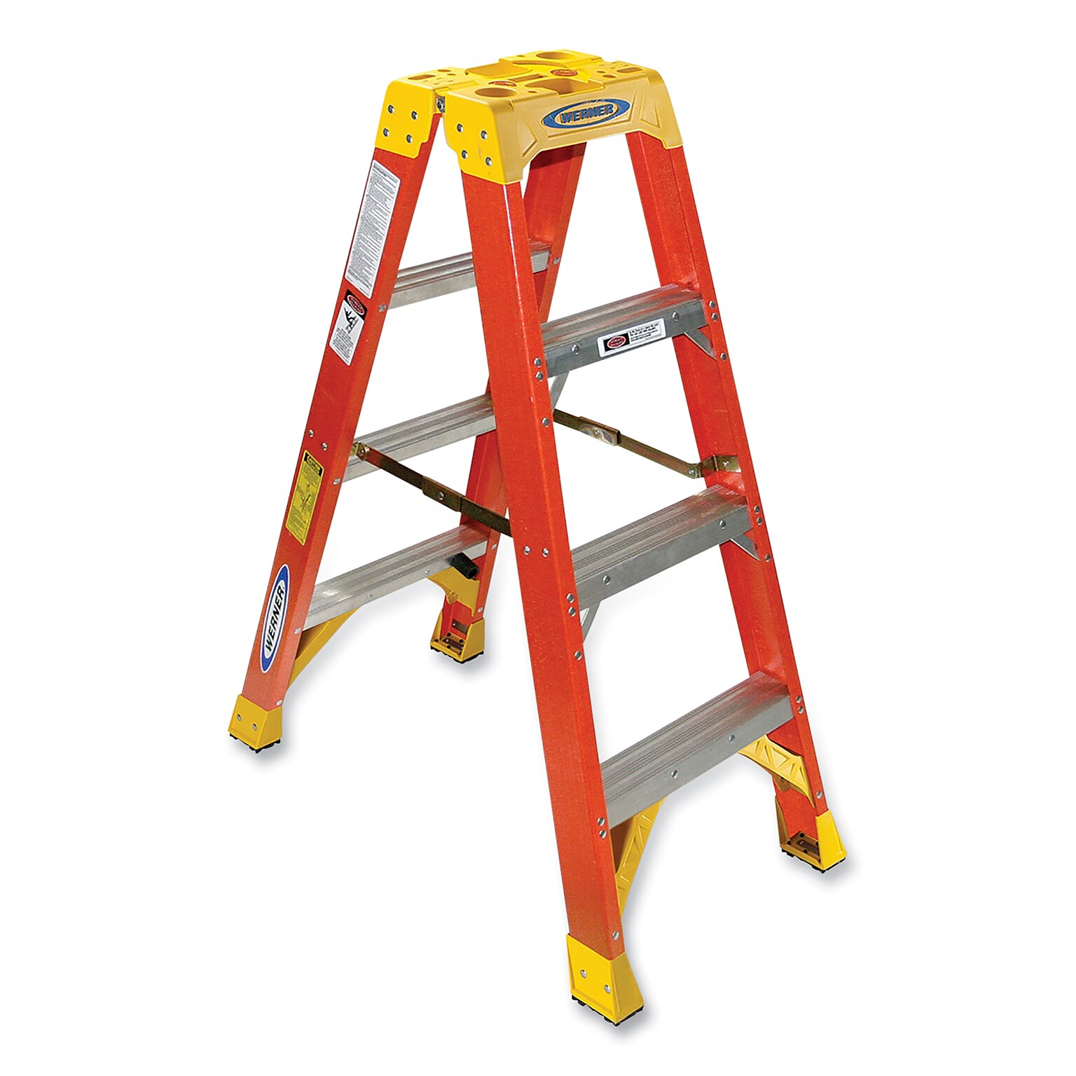 Werner 4 Fiberglass Twin Step Ladder, 300 lbs. Capacity (T6204)