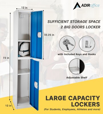 AdirOffice 72H 2-Tier Blue Storage Locker (ADI629-202-BLU-DL)