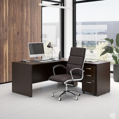 Bush Business Furniture Westfield 66W L Shaped Desk with 42W Return and Mobile File Cabinet, Mocha