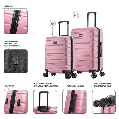 InUSA Trend 2-Piece Hardside Spinner Luggage Set, Rose Gold (IUTRE0SM-ROS)