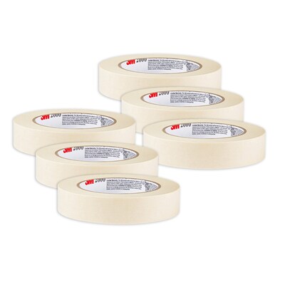 3M Masking Tape, 1 x 60 yds., Cream, 6 Rolls/Pack (MMM260024A-6)