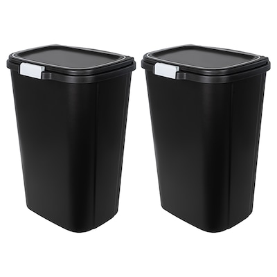 Hefty 7.7 Gallon Trash Can, Plastic Hinged Locking Lid Kitchen Trash Can,  Black