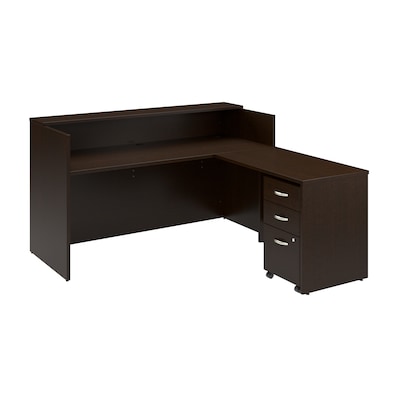 Bush Business Furniture Arrive 72W L Shaped Reception Desk with Shelf and Mobile File Cabinet, Moch