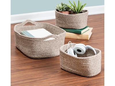 Honey-Can-Do Cotton Nesting Baskets with Handles, Champagne, 3/Set (STO-08462)