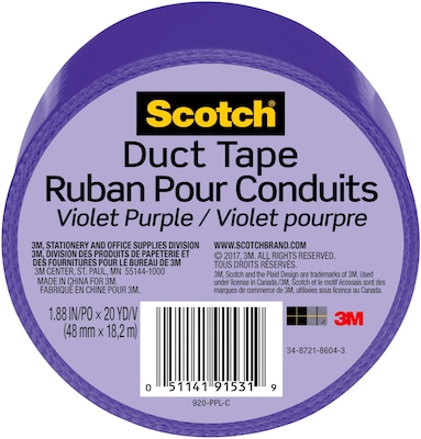 Scotch Duct Tape, 1.88 x 20 yds., Purple (920-PPL-C)