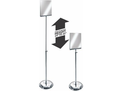 Azar Sign Holder, 11" x 17", Vertical, Freestanding, Clear/Silver Acrylic (300847)