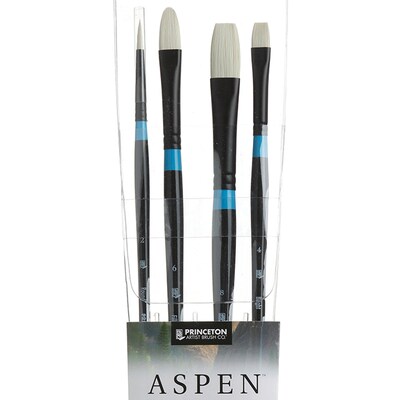 Princeton Aspen Oil and Acrylic Synthetic Variety Brush Set, 4/Set (PBXP6500SET400)