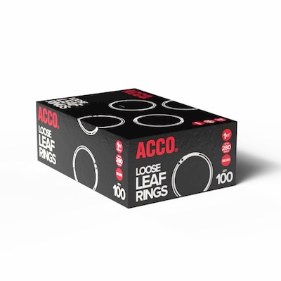 ACCO Book Rings, Silver, 100/Box (A7072204)