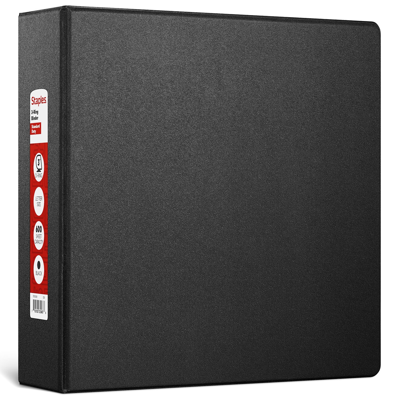 Staples® Standard 3 3 Ring Non View Binder with D-Rings, Black (26307-CC)