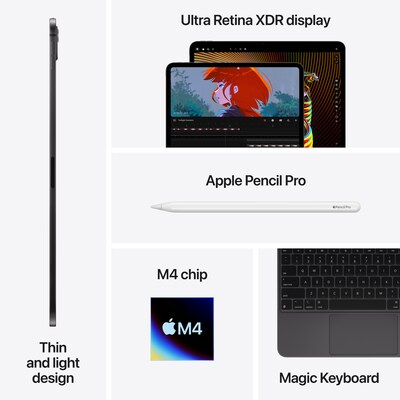 Apple iPad Pro M4 Chip 13" Tablet, 256GB, Wi-Fi, Space Black (MVX23LL/A)