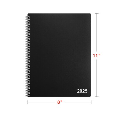 2025 Staples 8" x 11" Weekly & Monthly Appointment Book, Plastic Cover, Black (ST21488-25)