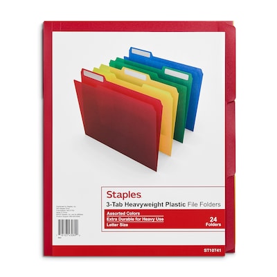 TRU RED™ Heavyweight Reinforced File Folders, 1/3-Cut Tab, Letter Size,  Assorted Colors, 24/Pack (TR | Quill.com