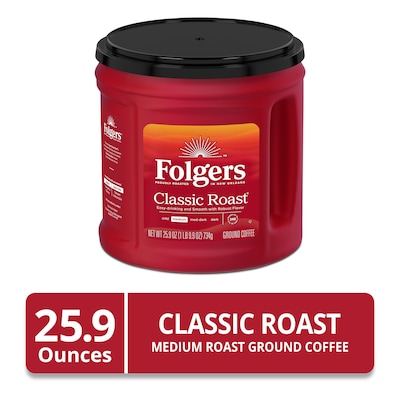 Folgers Classic Roast Ground Coffee, Medium Roast, 25.9 oz., 6/Carton (2550030407CT)