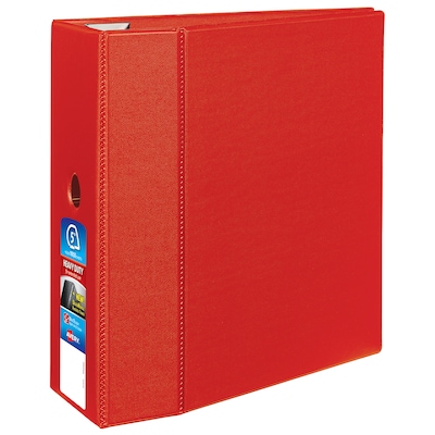 Avery Heavy Duty 5 3-Ring Non-View Binders, D-Ring, Red (79586)