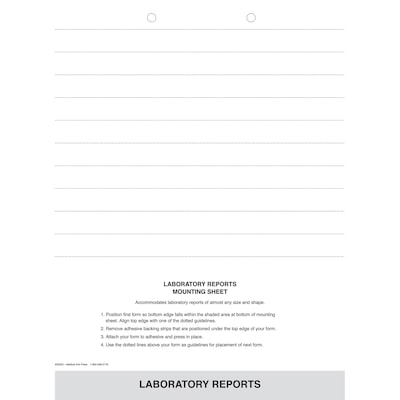 Medical Arts Press® Mounting Sheets; Laboratory Reports, Adhesive Strip, 250/Pack