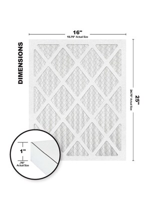 Brighton Professional™ MERV 13 16 x 25 x 1/15.5 x 24.5 Pleated Air Filter; 4/Pack (FD16X25_4)