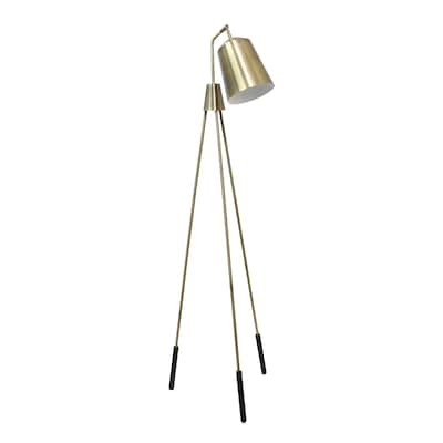 Lalia Home Industrial Light Tripod Floor Lamp with Interior White Spotlight, Antique Brass (LHF-5016