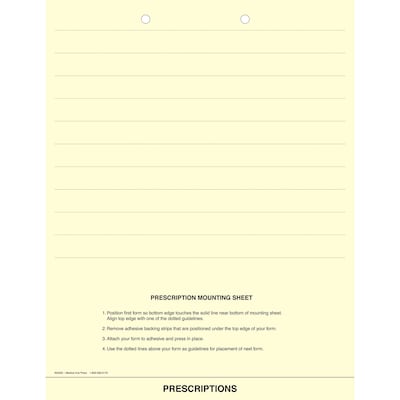 Medical Arts Press® Mounting Sheets; Prescriptions, Adhesive Strip, Two Hole Punched