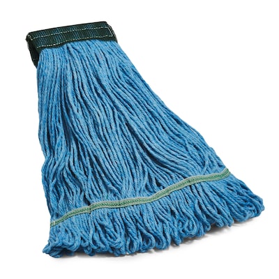 Coastwide Professional™ Looped-End Wet Mop Head, Medium, Recycled Blend, 5 Headband, Blue (CW57751)