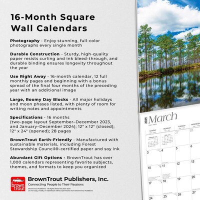 2024 BrownTrout Georgia Wild & Scenic 12" x 24" Monthly Wall Calendar (9781975462802)