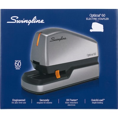Swingline Optima 60 Electric Desktop Stapler, 60-Sheet Capacity, Staples Included, Gray/Silver (48210)