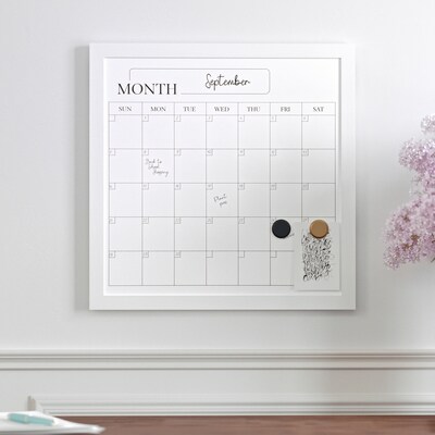 Martha Stewart Everette Magnetic Dry Erase Monthly Calendar Set, Engineered Wood Frame, 18" x 18" (BRPMMWP4545WT)