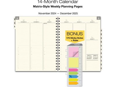 2025 Global Printed Products 5.5" x 8" Weekly & Monthly Planner, Paperboard Cover, Multicolor (SPLS25-58-20)